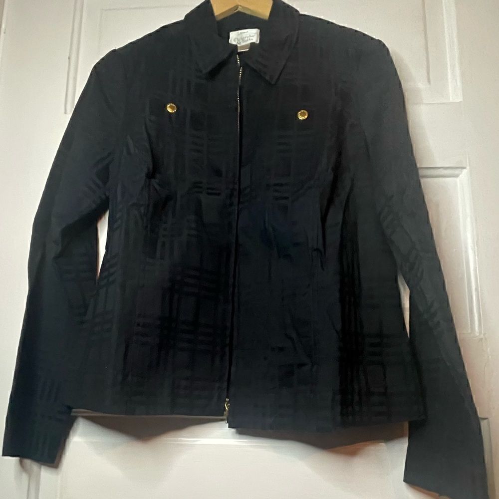 Christopher & Banks Black Textured Zip Jacket - Picture 4 of 14